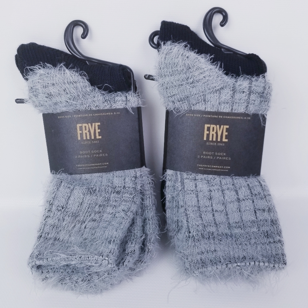 Frye 2 Pack Boot Socks Ribbed & Feather Yarn